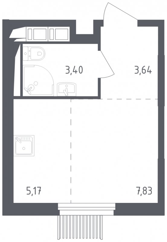 1-комнатная квартира с полной отделкой, 20.04 м2, 4 этаж, сдача 2 квартал 2023 г., ЖК Мытищи Парк, корпус 1 - объявление 1804681 - фото №1