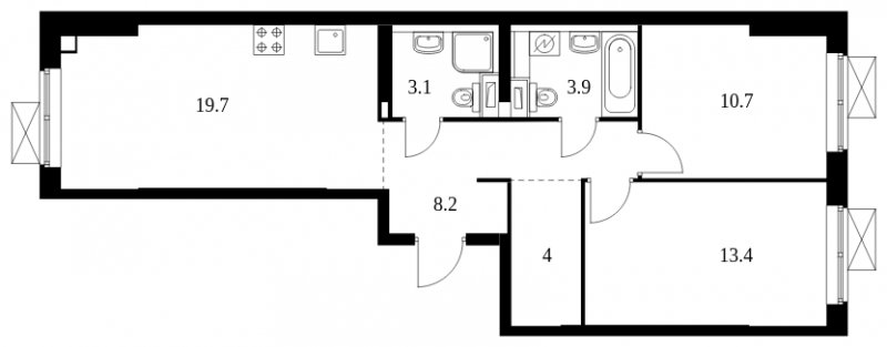 2-комнатная квартира с полной отделкой, 63 м2, 11 этаж, сдача 2 квартал 2025 г., ЖК Саларьево Парк, корпус 56.1 - объявление 2216762 - фото №1