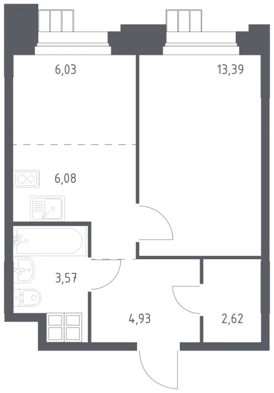 2-комнатная квартира с полной отделкой, 36.62 м2, 8 этаж, сдача 1 квартал 2023 г., ЖК Тропарево Парк, корпус 1.3 - объявление 1671973 - фото №1
