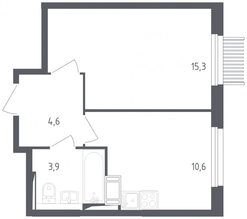1-комнатная квартира с полной отделкой, 34.4 м2, 16 этаж, сдача 2 квартал 2025 г., ЖК Мытищи Парк, корпус 4 - объявление 1967833 - фото №1
