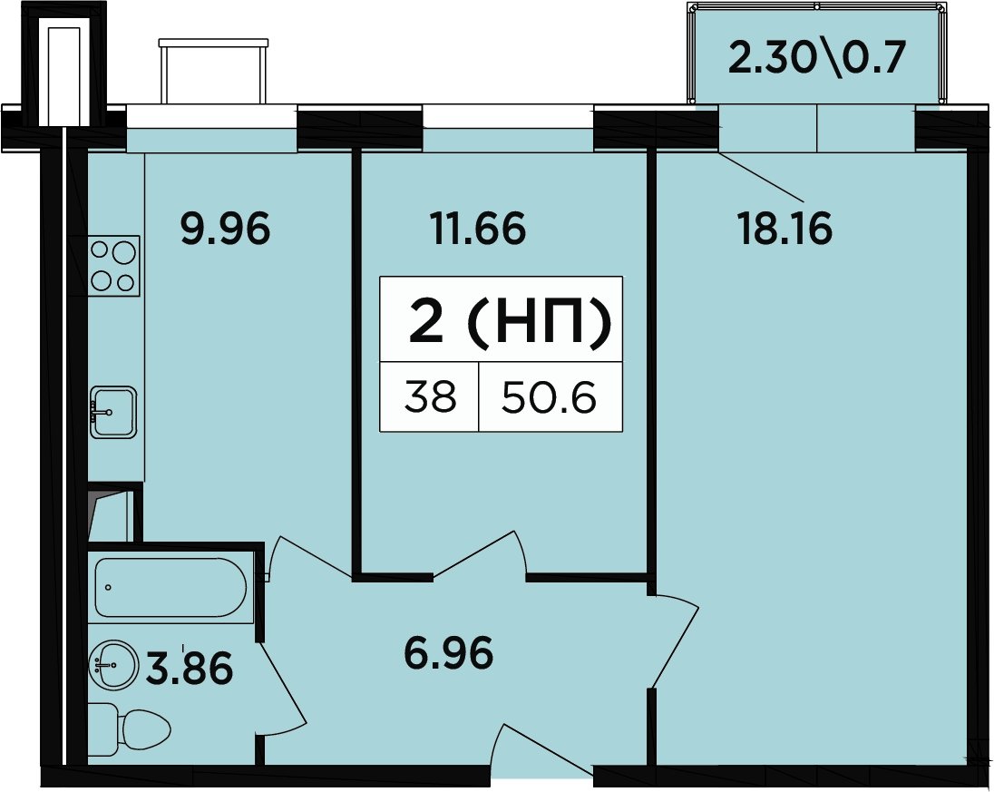 2-комнатные апартаменты 48.3 м2, 4 этаж, дом сдан, ЖК Легендарный Квартал на Березовой  аллее, корпус 5 - объявление 2335693 - фото №1