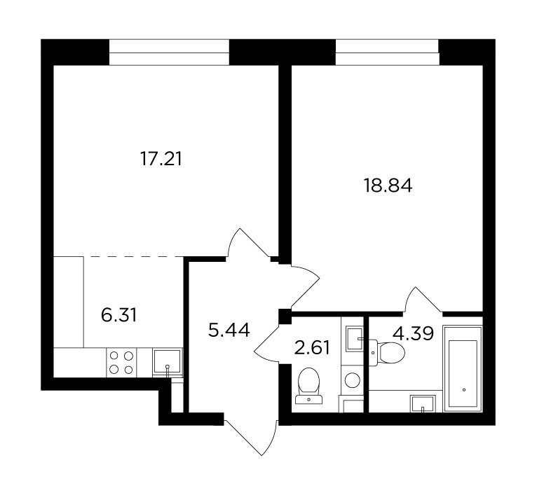 2-комнатная квартира без отделки, 54.8 м2, 2 этаж, сдача 4 квартал 2023 г., ЖК FORIVER, корпус 3 - объявление 1747149 - фото №1