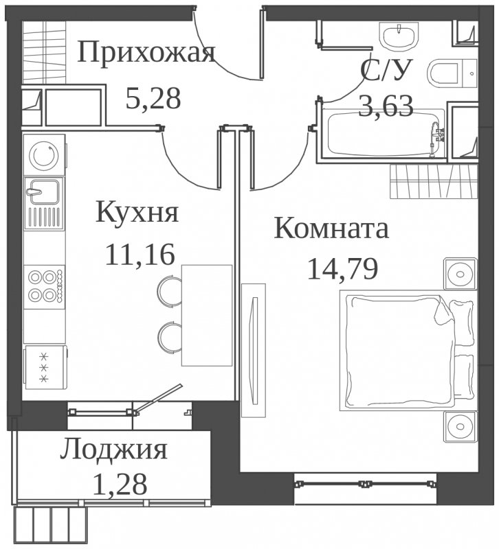 1-комнатная квартира с частичной отделкой, 36.14 м2, 15 этаж, сдача 2 квартал 2023 г., ЖК Аквилон Митино, корпус 4 - объявление 1651668 - фото №1
