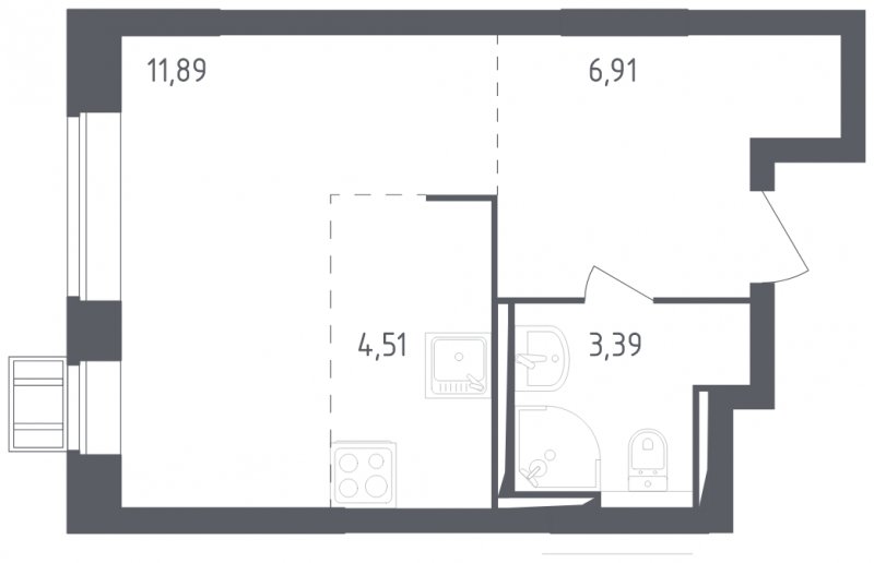 1-комнатная квартира с полной отделкой, 26.7 м2, 2 этаж, сдача 3 квартал 2023 г., ЖК Томилино Парк, корпус 4.1 - объявление 1570728 - фото №1