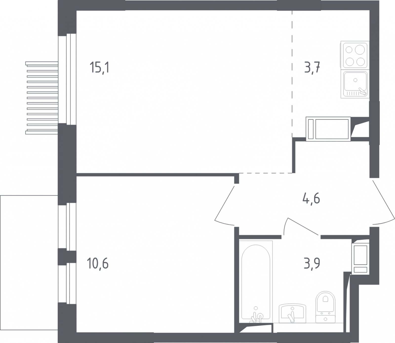 2-комнатная квартира с полной отделкой, 37.9 м2, 15 этаж, сдача 2 квартал 2025 г., ЖК Мытищи Парк, корпус 4 - объявление 2015627 - фото №1
