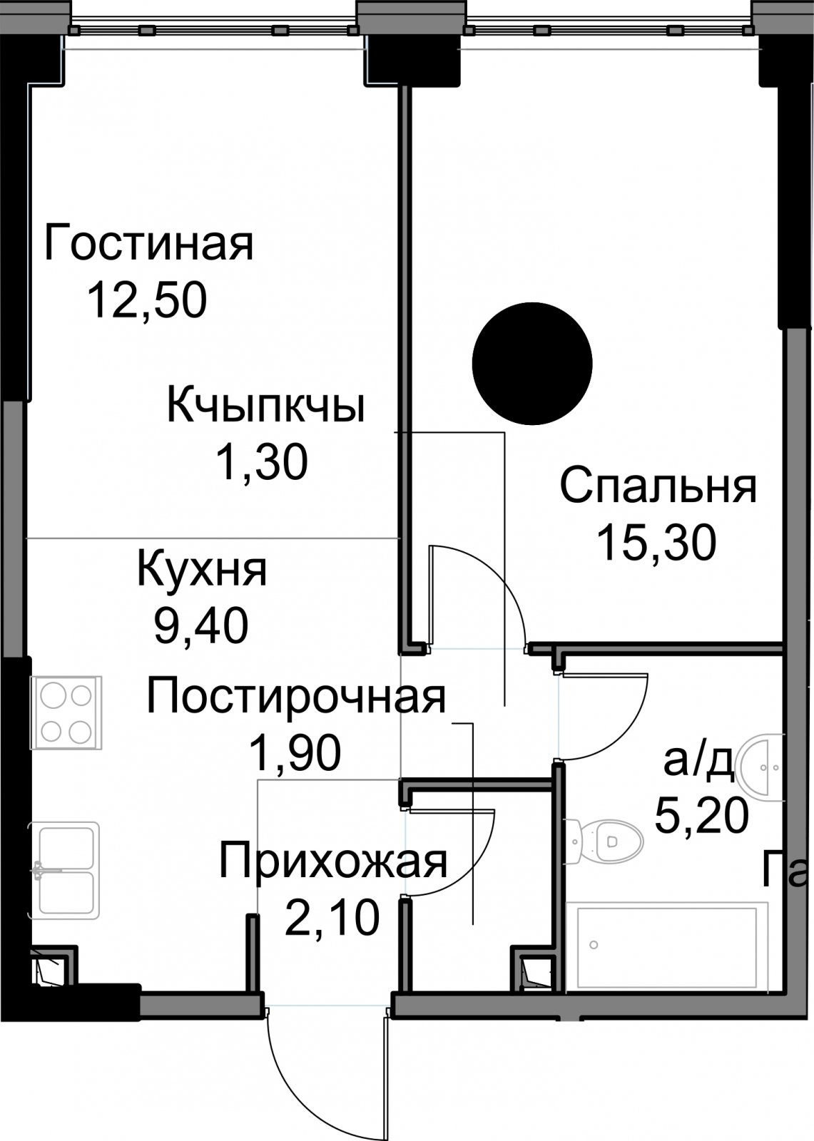 2-комнатная квартира без отделки, 47.7 м2, 3 этаж, дом сдан, ЖК AFI Park Воронцовский, корпус 4 - объявление 2289291 - фото №1