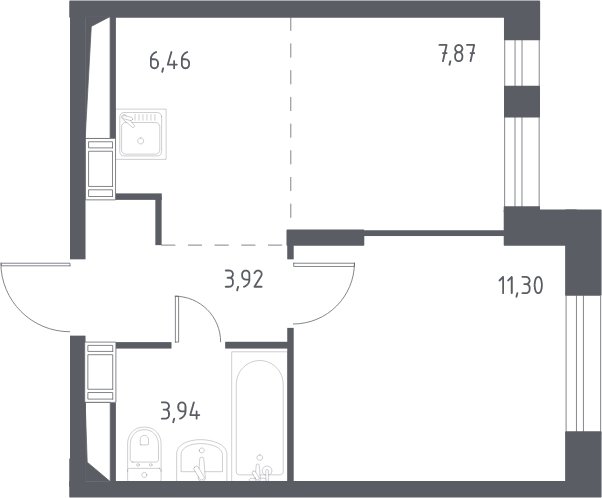 2-комнатная квартира с полной отделкой, 33.5 м2, 5 этаж, сдача 3 квартал 2023 г., ЖК Люберцы, корпус 66 - объявление 2066582 - фото №1