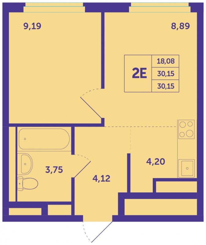 2-комнатная квартира (евро) с полной отделкой, 30.15 м2, 9 этаж, сдача 1 квартал 2023 г., ЖК Большое Путилково, корпус 10 - объявление 1515848 - фото №1