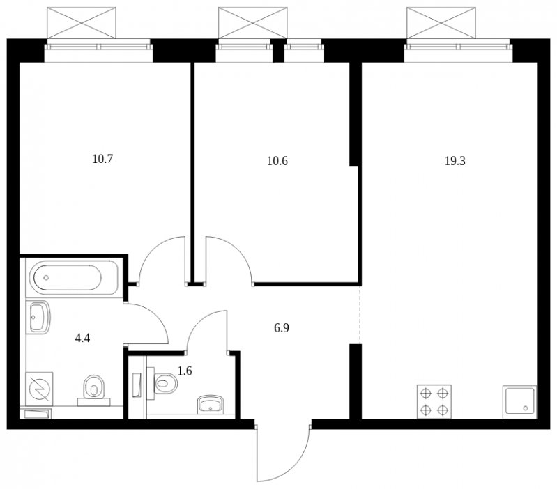 2-комнатная квартира с полной отделкой, 53.5 м2, 31 этаж, сдача 3 квартал 2023 г., ЖК Мичуринский парк, корпус 1.6 - объявление 1793299 - фото №1