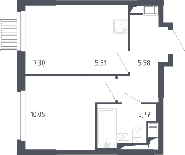 2-комнатная квартира с полной отделкой, 32 м2, 13 этаж, сдача 3 квартал 2023 г., ЖК Мытищи Парк, корпус 2 - объявление 2066466 - фото №1