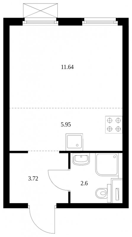 Студия с полной отделкой, 23.91 м2, 9 этаж, сдача 2 квартал 2024 г., ЖК Матвеевский Парк, корпус 2.1 - объявление 1689795 - фото №1