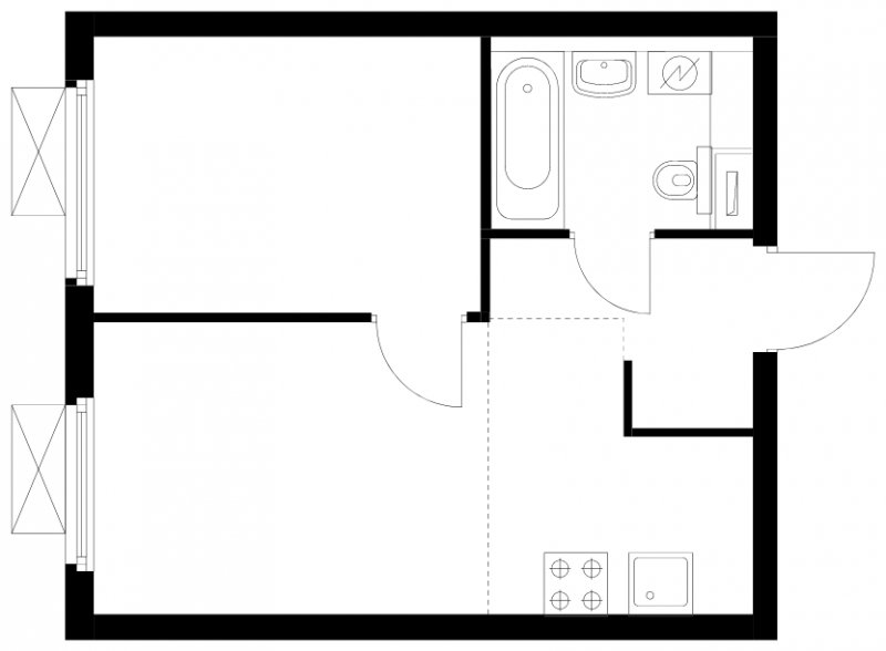 2-комнатная квартира (евро) с полной отделкой, 32.6 м2, 2 этаж, сдача 4 квартал 2024 г., ЖК Бунинские луга, корпус 3.4.1 - объявление 1824761 - фото №1