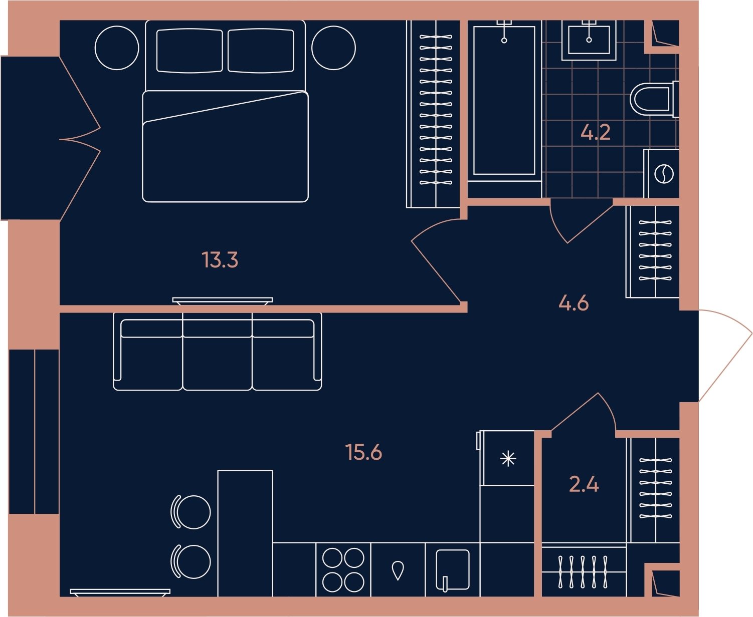 2-комнатная квартира (евро) с частичной отделкой, 40.1 м2, 3 этаж, сдача 3 квартал 2026 г., ЖК ERA, корпус 2 - объявление 2280013 - фото №1