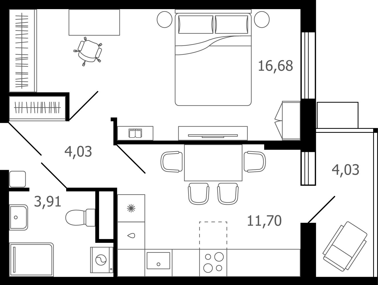1-комнатная квартира без отделки, 37.53 м2, 10 этаж, сдача 2 квартал 2025 г., ЖК Десятка, корпус 7 - объявление 2343307 - фото №1