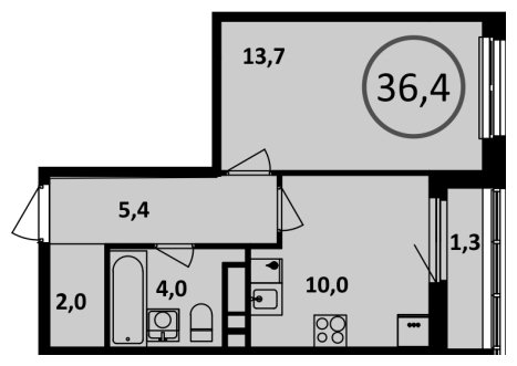 1-комнатная квартира без отделки, 36.4 м2, 12 этаж, сдача 1 квартал 2023 г., ЖК Испанские кварталы, корпус 6.1 - объявление 1409808 - фото №1