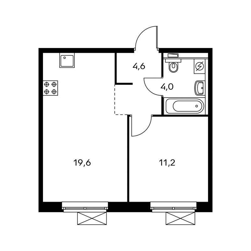 1-комнатная квартира с полной отделкой, 39.7 м2, 13 этаж, сдача 4 квартал 2022 г., ЖК Люберцы парк, корпус 8 - объявление 1548817 - фото №1