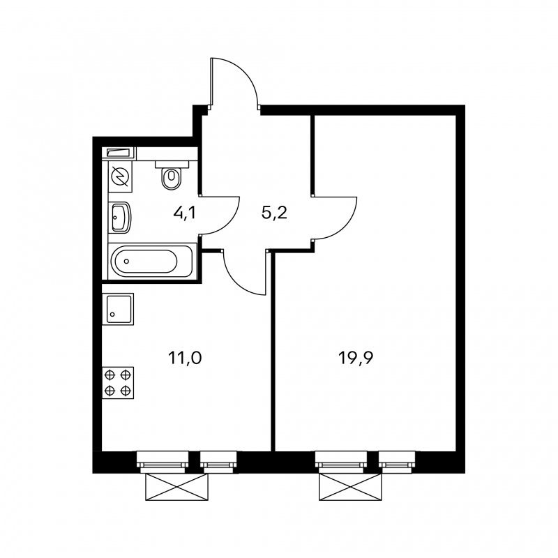 1-комнатная квартира с полной отделкой, 40.4 м2, 15 этаж, дом сдан, ЖК Одинцово-1, корпус 1.4 - объявление 1812612 - фото №1