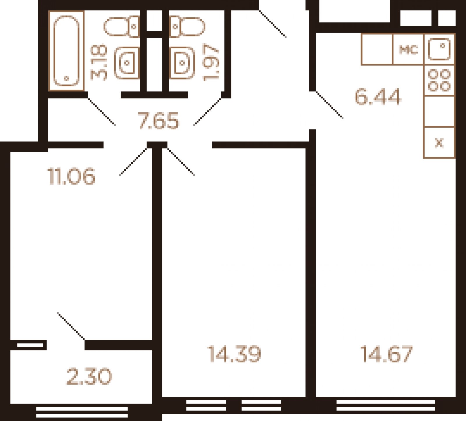 3-комнатная квартира с полной отделкой, 61 м2, 8 этаж, дом сдан, ЖК Миниполис Рафинад, корпус 5 - объявление 2033327 - фото №1