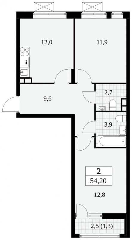 2-комнатная квартира с полной отделкой, 54.2 м2, 3 этаж, сдача 3 квартал 2024 г., ЖК Прокшино, корпус 6.5 - объявление 1663338 - фото №1