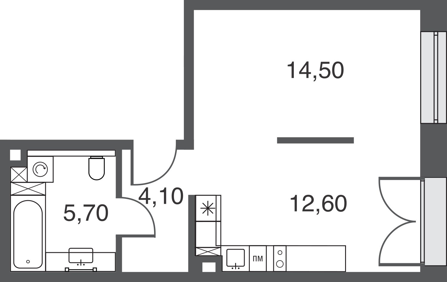 1-комнатная квартира без отделки, 37.3 м2, 13 этаж, дом сдан, ЖК AFI Park Воронцовский, корпус 1 - объявление 2359819 - фото №1