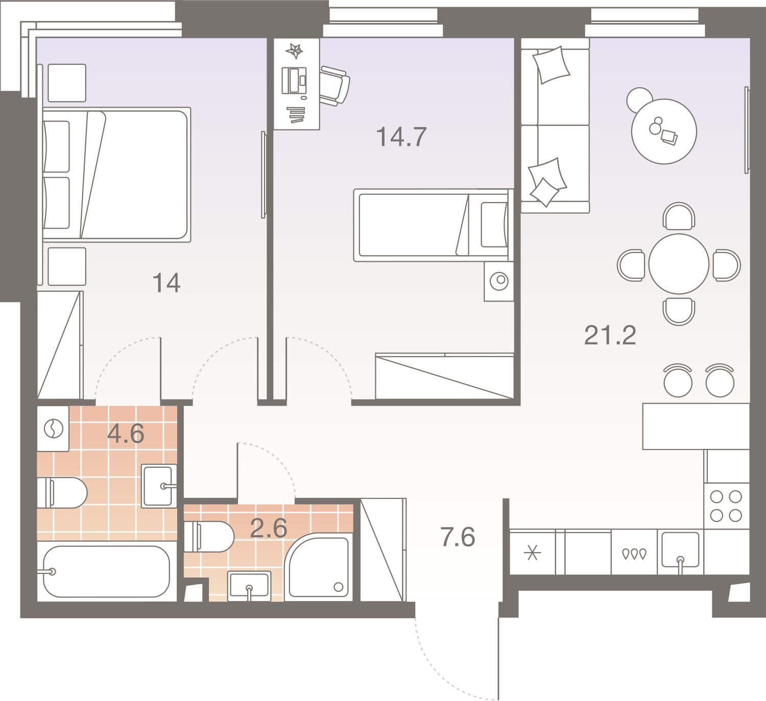 3-комнатная квартира без отделки, 64.7 м2, 5 этаж, сдача 1 квартал 2026 г., ЖК Twelve, корпус 3 - объявление 2400137 - фото №1