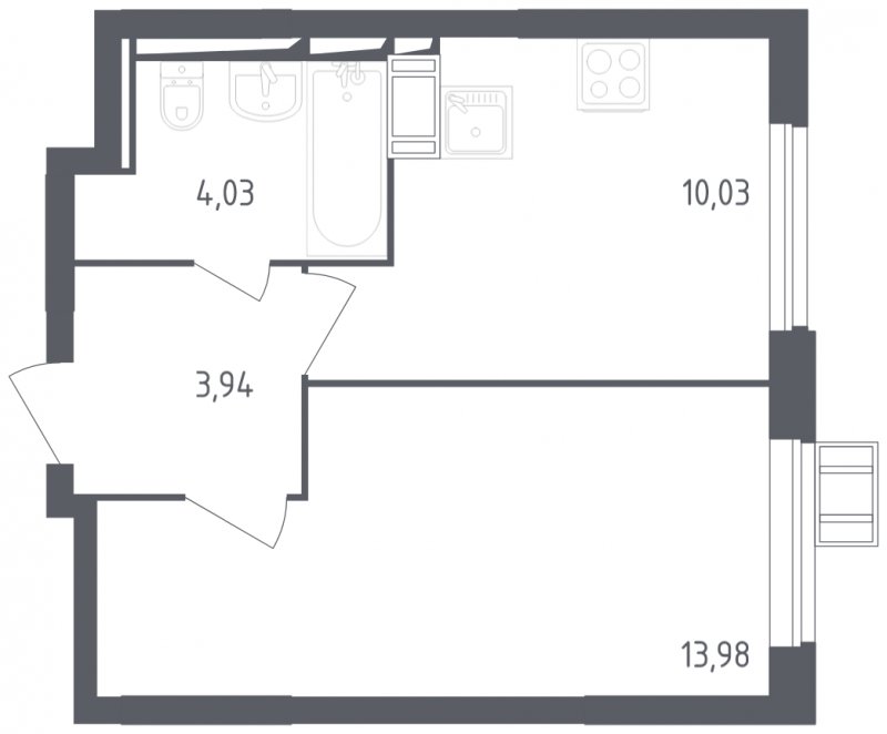 1-комнатная квартира с полной отделкой, 31.98 м2, 5 этаж, сдача 3 квартал 2023 г., ЖК Томилино Парк, корпус 4.1 - объявление 1947865 - фото №1
