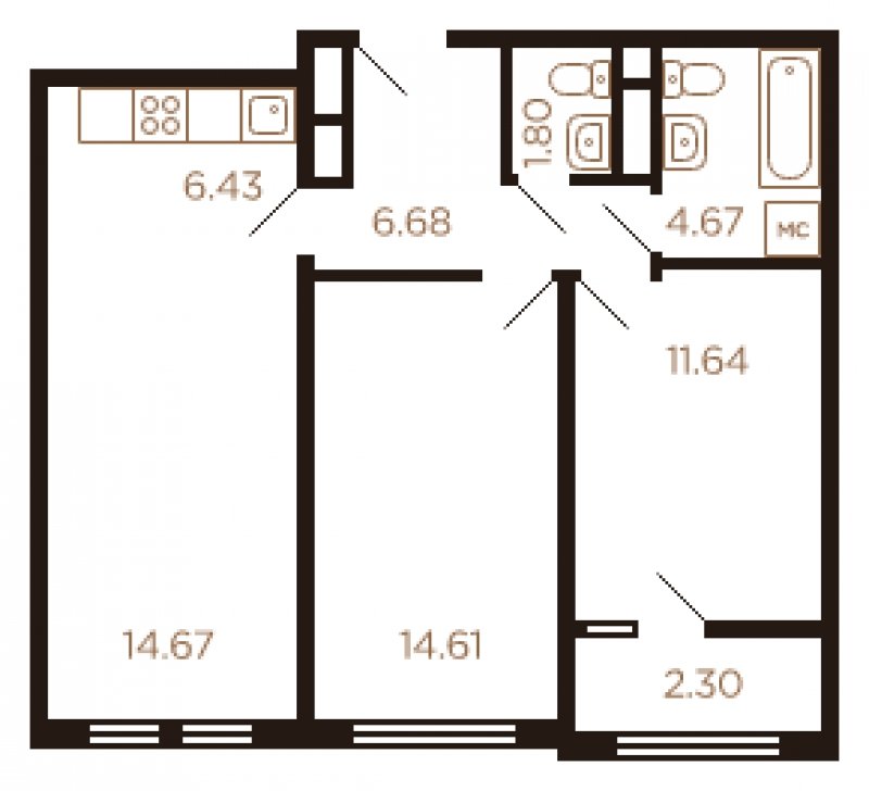 3-комнатная квартира с полной отделкой, 62 м2, 7 этаж, дом сдан, ЖК Миниполис Рафинад, корпус 5 - объявление 1612401 - фото №1