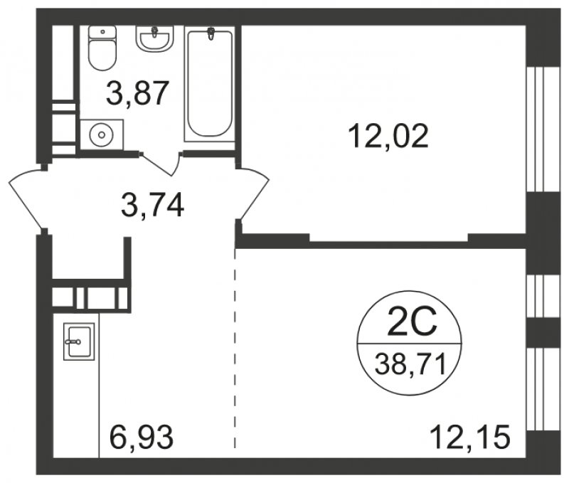 2-комнатная квартира с полной отделкой, 38.71 м2, 10 этаж, сдача 3 квартал 2023 г., ЖК Люберцы, корпус 66 - объявление 1682300 - фото №1