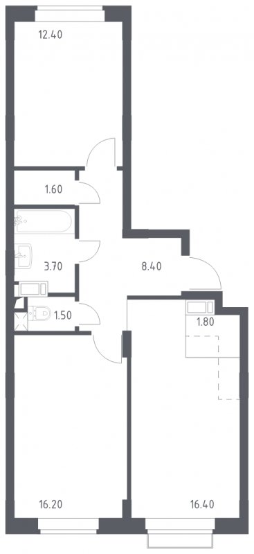 3-комнатная квартира (евро) с полной отделкой, 62 м2, 7 этаж, сдача 1 квартал 2023 г., ЖК Алхимово, корпус 3.1 - объявление 1716811 - фото №1