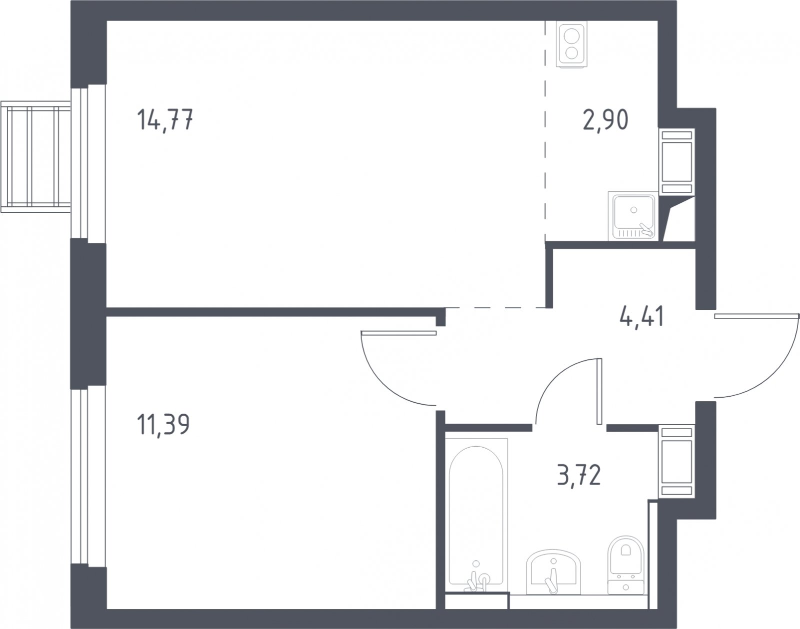 2-комнатная квартира с полной отделкой, 37.19 м2, 17 этаж, дом сдан, ЖК Пригород Лесное, корпус 6 - объявление 2006495 - фото №1
