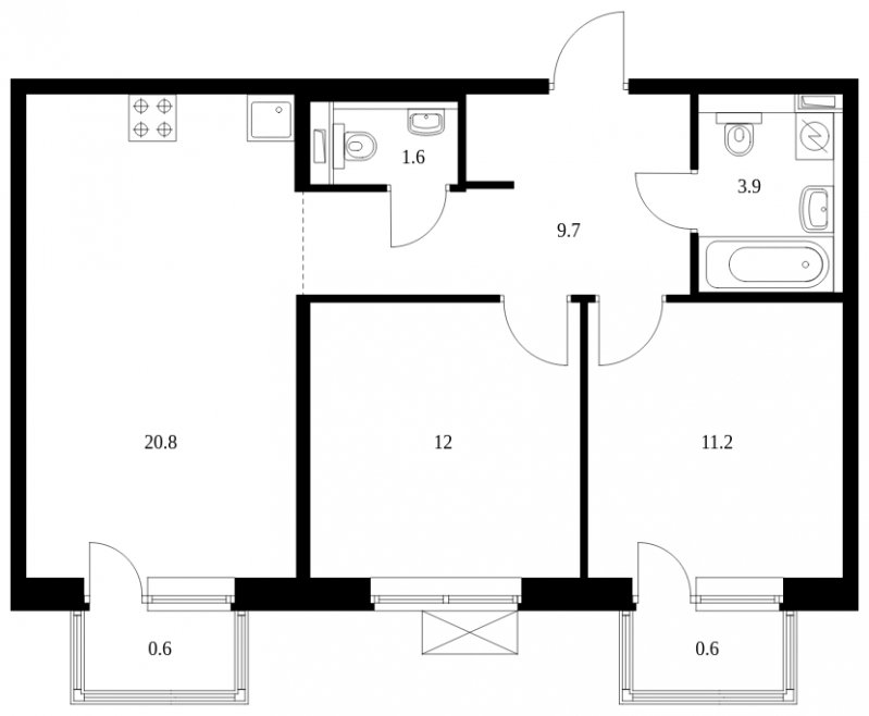 2-комнатная квартира с полной отделкой, 59.6 м2, 14 этаж, сдача 4 квартал 2023 г., ЖК Саларьево Парк, корпус 48.3 - объявление 1930995 - фото №1