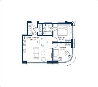 2-комнатная квартира с частичной отделкой, 54.9 м2, 18 этаж, дом сдан, ЖК City Bay, корпус Atlantic Ocean 1 - объявление 1934790 - фото №1