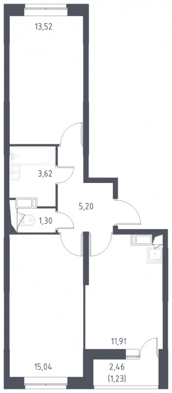 2-комнатная квартира с полной отделкой, 51.82 м2, 17 этаж, сдача 2 квартал 2022 г., ЖК Пригород Лесное, корпус 58 - объявление 1330161 - фото №1