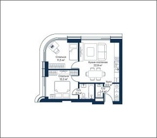 2-комнатная квартира с частичной отделкой, 54.7 м2, 12 этаж, сдача 4 квартал 2023 г., ЖК City Bay, корпус Atlantic Ocean 2 - объявление 1832184 - фото №1