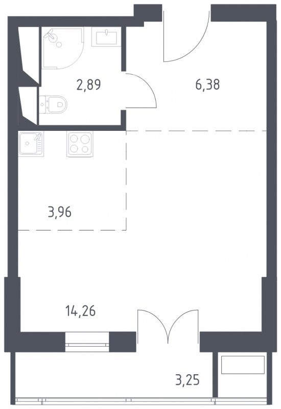 1-комнатная квартира с полной отделкой, 30.74 м2, 16 этаж, сдача 3 квартал 2024 г., ЖК Квартал Спутник, корпус 18 - объявление 1805830 - фото №1