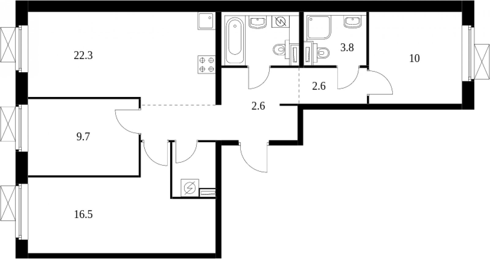 3-комнатная квартира с полной отделкой, 77 м2, 12 этаж, сдача 3 квартал 2024 г., ЖК Люблинский парк, корпус 15 - объявление 2028189 - фото №1