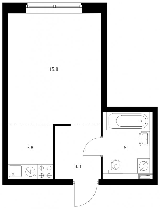 Студия с полной отделкой, 28.4 м2, 2 этаж, сдача 4 квартал 2023 г., ЖК Кронштадтский 9, корпус 1.5 - объявление 1483729 - фото №1