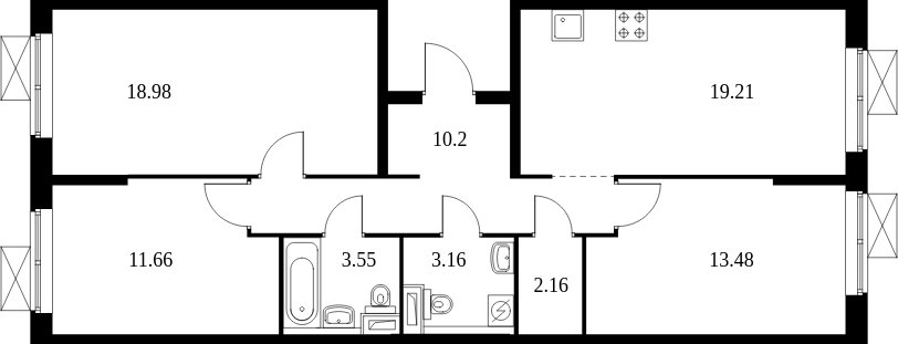 3-комнатная квартира с полной отделкой, 82.4 м2, 2 этаж, сдача 4 квартал 2023 г., ЖК Дмитровский парк, корпус 1.1 - объявление 1993942 - фото №1