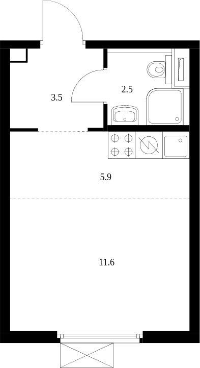 Студия с полной отделкой, 23.5 м2, 22 этаж, сдача 2 квартал 2024 г., ЖК Академика Павлова, корпус 56 - объявление 1998086 - фото №1