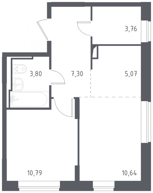 2-комнатная квартира (евро) с полной отделкой, 41.36 м2, 13 этаж, сдача 2 квартал 2023 г., ЖК Остафьево, корпус 11.1 - объявление 1523864 - фото №1