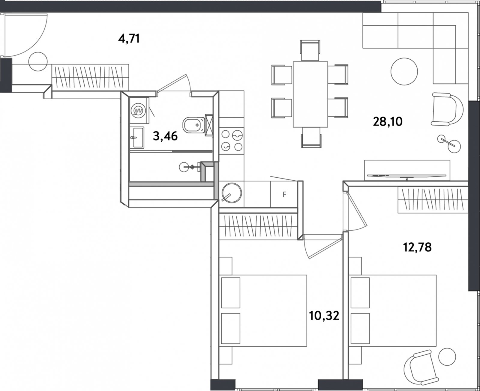3-комнатные апартаменты с полной отделкой, 59.37 м2, 8 этаж, сдача 4 квартал 2024 г., ЖК Измайловский парк, корпус 1 - объявление 2288963 - фото №1