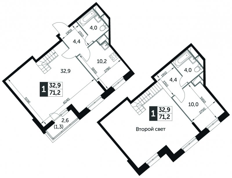 1-комнатная квартира без отделки, 71.4 м2, 22 этаж, дом сдан, ЖК Датский квартал, корпус 3 - объявление 1476568 - фото №1