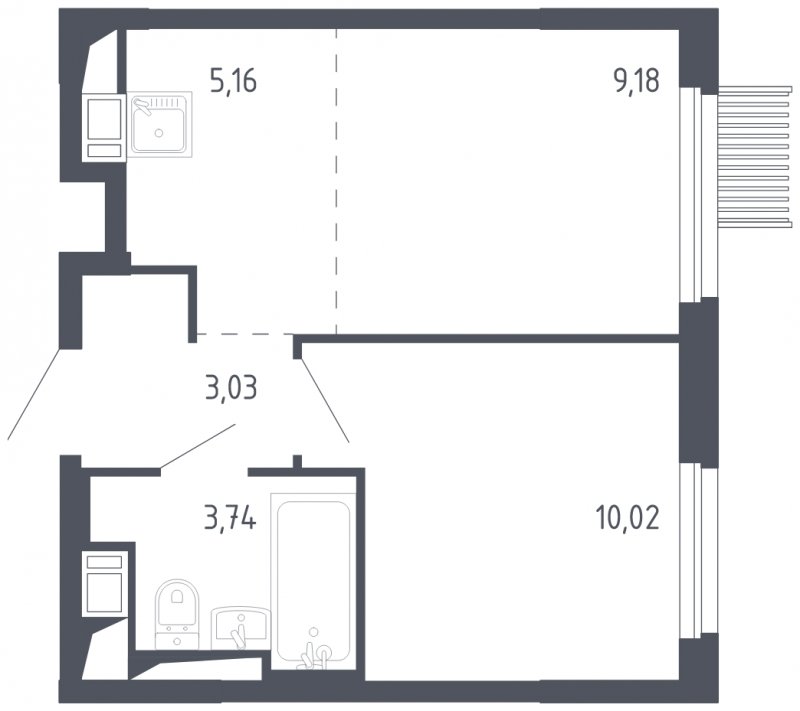 2-комнатная квартира с полной отделкой, 31.13 м2, 13 этаж, сдача 3 квартал 2023 г., ЖК Мытищи Парк, корпус 2 - объявление 1568772 - фото №1