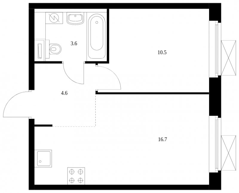 1-комнатная квартира с полной отделкой, 35.4 м2, 2 этаж, сдача 4 квартал 2023 г., ЖК Большая Академическая 85, корпус 2.1 - объявление 1653549 - фото №1