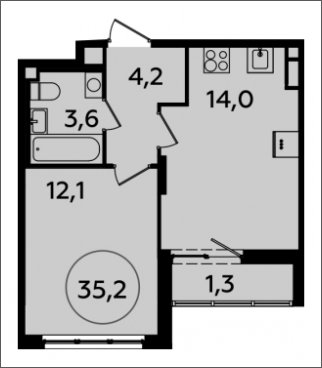 1-комнатная квартира с полной отделкой, 35.2 м2, 9 этаж, сдача 2 квартал 2024 г., ЖК Испанские кварталы, корпус 8.1 - объявление 1633296 - фото №1