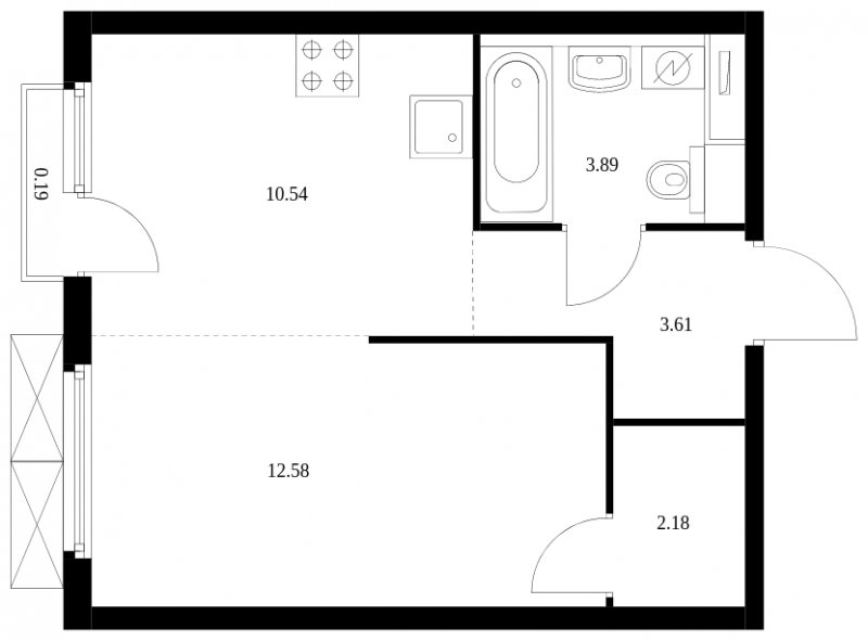 1-комнатная квартира с полной отделкой, 32.99 м2, 6 этаж, сдача 2 квартал 2024 г., ЖК Матвеевский Парк, корпус 1.1 - объявление 1681241 - фото №1