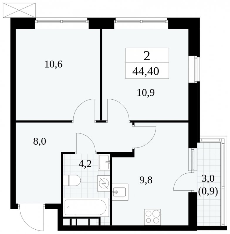 2-комнатная квартира без отделки, 44.4 м2, 17 этаж, сдача 1 квартал 2025 г., ЖК Прокшино, корпус 5.2.5 - объявление 1900970 - фото №1