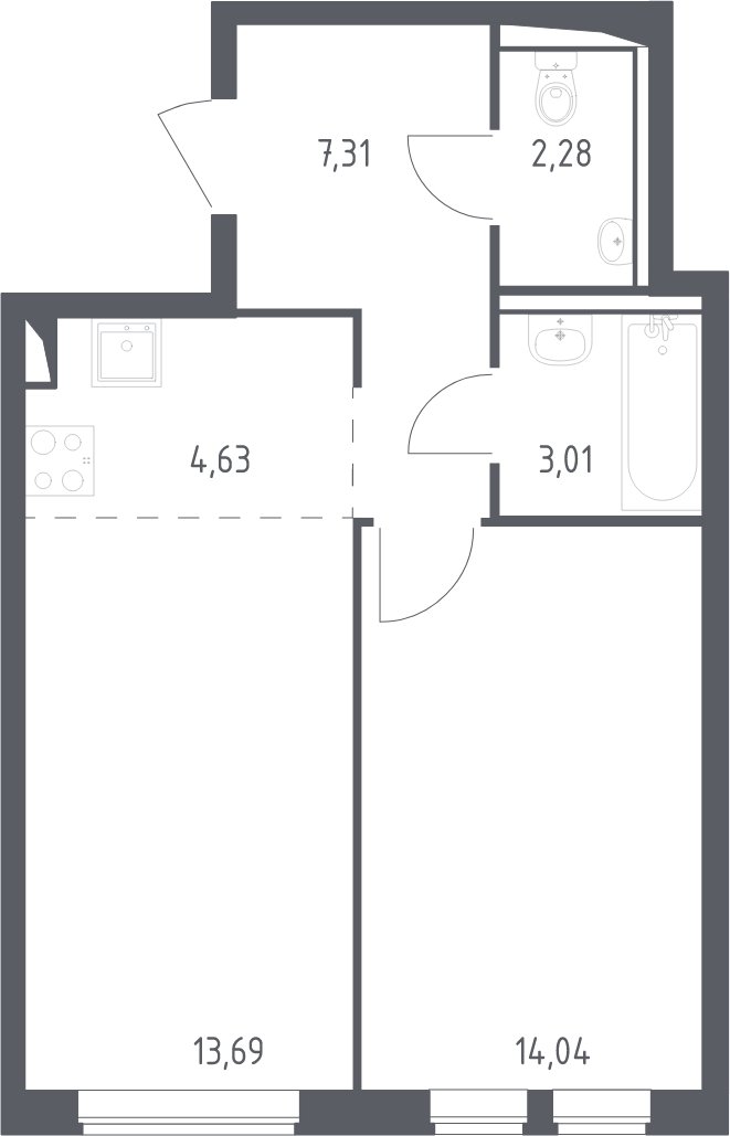 2-комнатная квартира с полной отделкой, 44.96 м2, 8 этаж, сдача 1 квартал 2025 г., ЖК Остафьево, корпус 17 - объявление 2000905 - фото №1