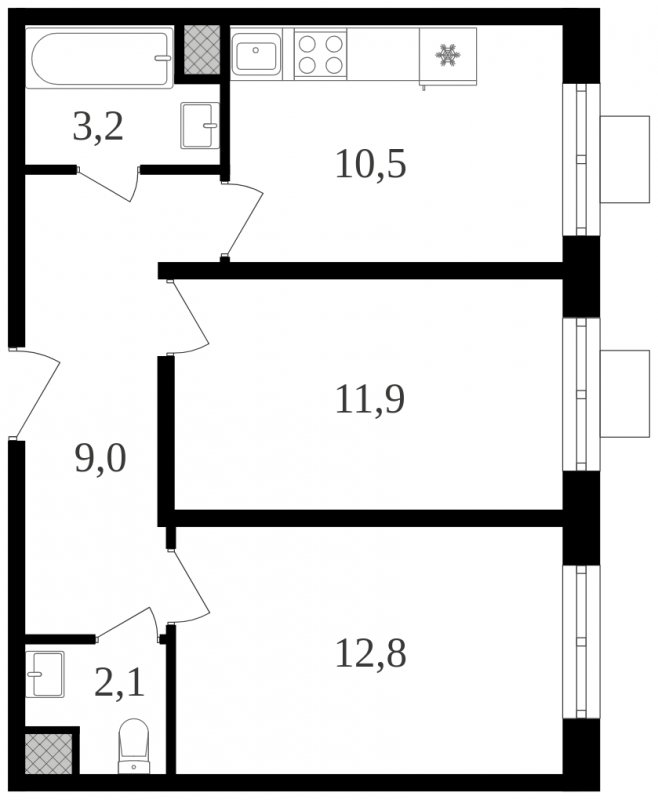 2-комнатная квартира с полной отделкой, 49.5 м2, 2 этаж, сдача 2 квартал 2024 г., ЖК Октябрьское Поле, корпус 1.3 - объявление 1951339 - фото №1