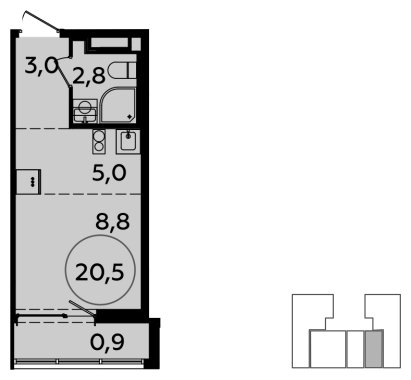 Студия с полной отделкой, 20.5 м2, 5 этаж, сдача 2 квартал 2024 г., ЖК Испанские кварталы, корпус 8.1 - объявление 1633351 - фото №1
